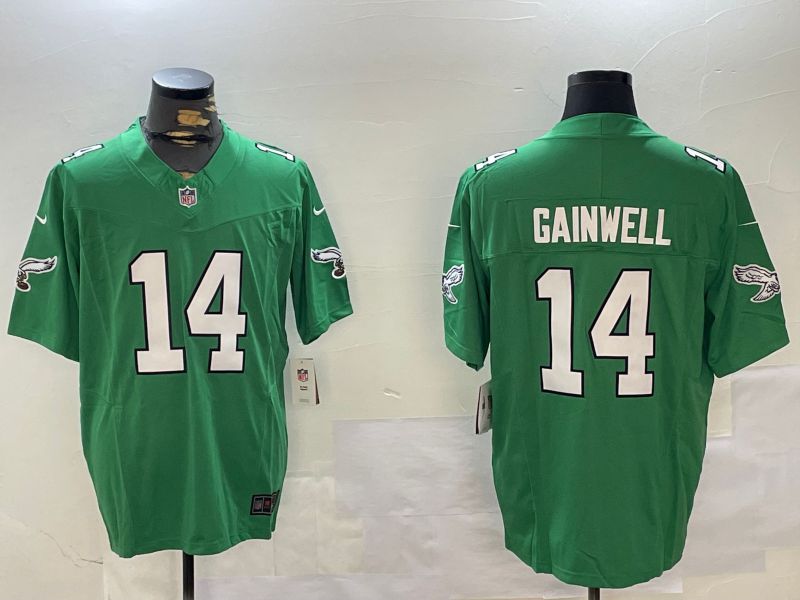 Men Philadelphia Eagles #14 Gainwell Green Throwback 2024 Nike Vapor Limited NFL Jersey style 1